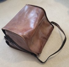 Rare Ancienne Housse pour Accordéon Sac de Transport en Véritable Cuir Ancien