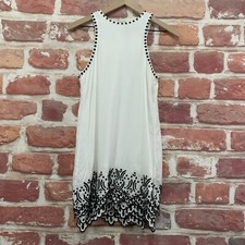 Lovers + Friends Mini Dress Womens XS White Black Abstract Embroidered High Low