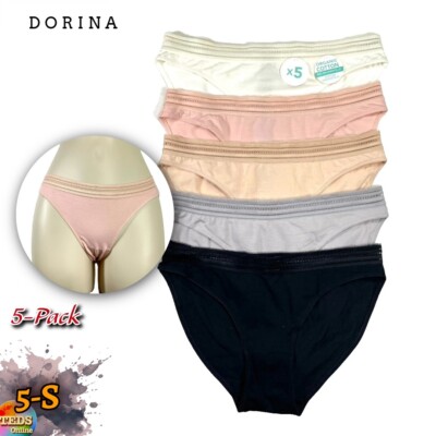 NWT Dorina Women's S Giana 5 Piece Hipster Panty Set Ivory/Beige/Pink/Grey/Black