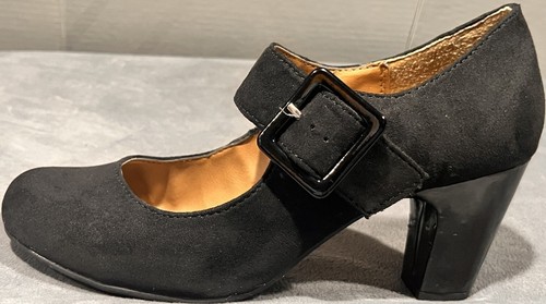 Jaclyn Smith Black Gothic Mary Jane Buckle Pumps Womans High Heels Shoes 8W - Picture 7 of 24