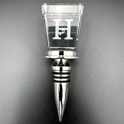 Crystal Clear Wine Bottle Stopper Monogram H Initial 4.5 In Cypress Home Gift