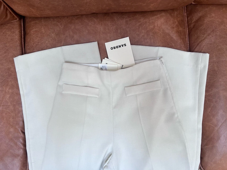 Pantalones Sandro de pierna ancha, blancos, talla FR36/US4