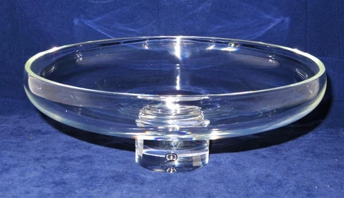 Steuben Crystal, Pedestal Low Bowl Compote Serving Plate, 11"