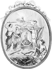 REVOLUTIONARY ALLEGORY: The TRIUMPH OF THE MOUNTAIN - 19th Century Engraving