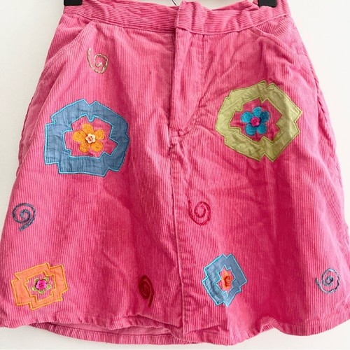 Vintage Nicknackpattywack Pink Corduroy Skirt w 80s Designs Attached Shorts 10 - Picture 4 of 7