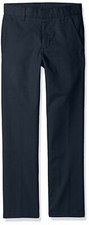 Nautica Husky Boys' Uniform Flat Front Pant, Black, Large/14 - Husky
