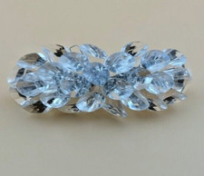 RARE Vintage 90s Clear Faceted Acrylic Hair Barrette Clip Crystal Style Art Deco