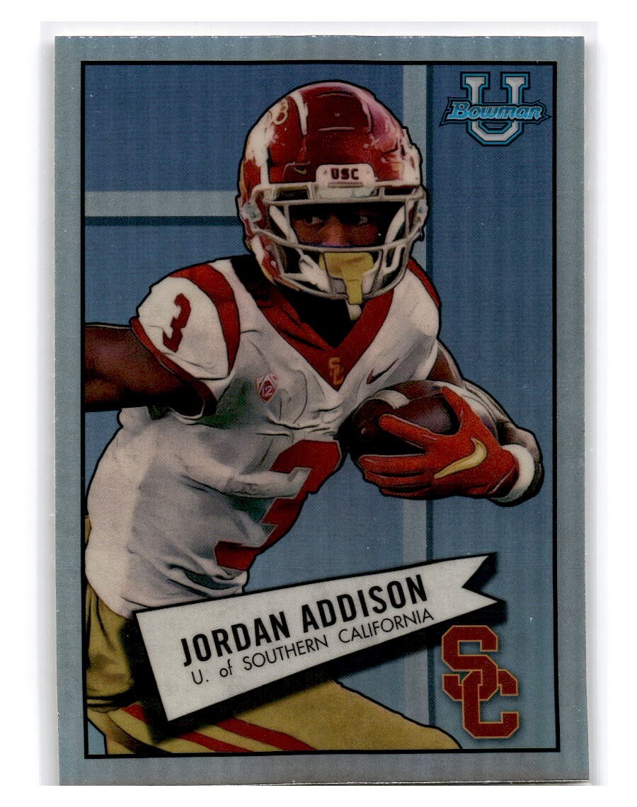 2022 Bowman University Chrome #52BF-12 Jordan Addison 1952 Bowman - USC