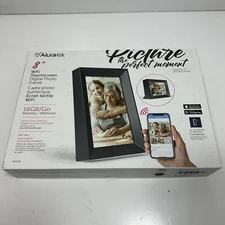 Aluratek 8" Digital Photo Frame Matte Black Wi-Fi Touchscreen 16 GB Auto Rotate