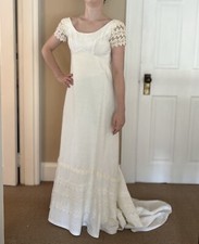 Vintage 1970s Bianchi Boutique Creamy White Floral Appliqu  Wedding Dress XS/S