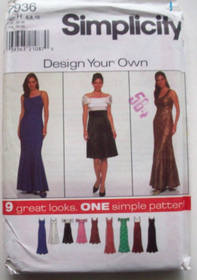 Simple dress 9 basic styles pattern 7936 size 6 8 10 UNCUT | eBay