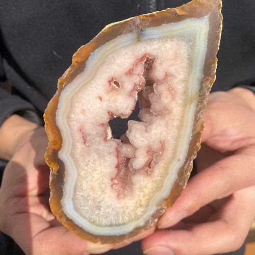 285G Natural Pink Amethyst Geode Slab quartz crystal cluster Mineral Specimen - Picture 4 of 8