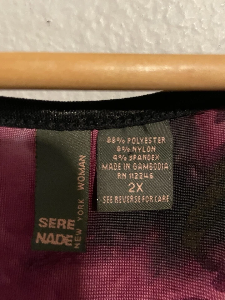 Womens Top Size 2X Purple Black Floral Burnout Stretch Fairy Grunge Whimsigoth - Image 4 of 4