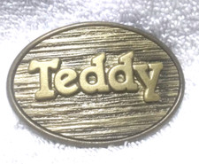 Oden Teddy Name Gold Name On Wood Texture Small Gold Frame Buckle USA Made Great