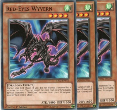 yugioh 3x Red-Eyes Wyvern SR02-EN010 COMMON 1AUFLAGE ENGLISCH