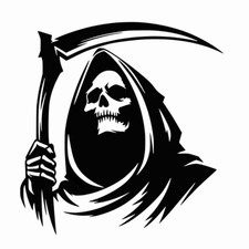 Evil Death Grim Reaper Skull Die Cut Vinyl Sticker Decal Left Right Or Pair