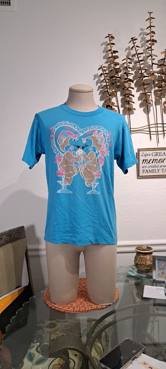 Vintage 80's Cute Mouse Milkshake date Man blue T-shirt size M | eBay
