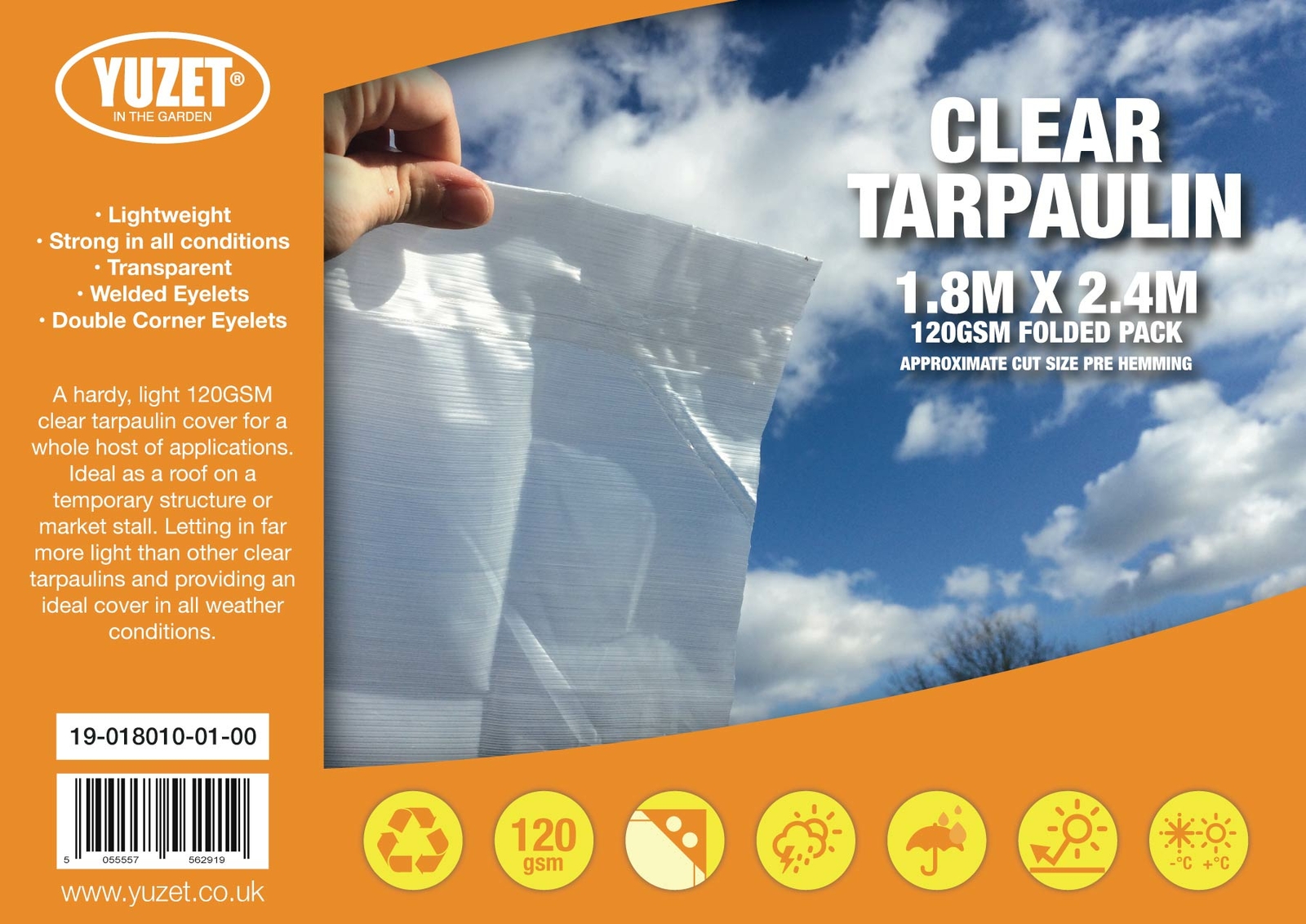 2.4m x 3m Yuzet Heavy Duty Clear Tarpaulin Waterproof Camping Rabbit