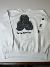 Vintage Dog Sweatshirt Betty Crocker Poodle White Large USA Made Animal Vtg