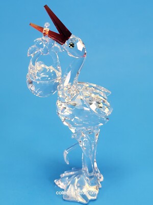 Swarovski Stork Bird w/Baby in Basket Figurine 659401 Cheerful