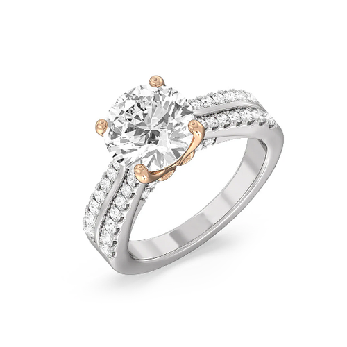 IGI Certified 2.70 Ct Lab Created Round Cut Diamond Ring 14K Multi Tone Gold - Picture 4 of 12