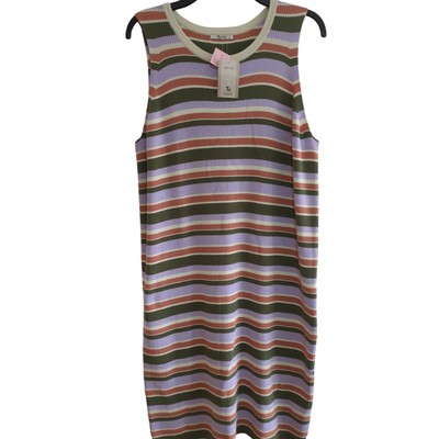 Womens Dress Size 18 Chest 46in Midi length 44in tight knit Stripe