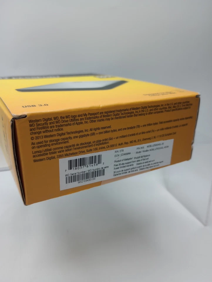 WD My Passport for Mac 500GB External USB 3.0 Portable Hard Drive - Silver NEW - Image 3 of 3