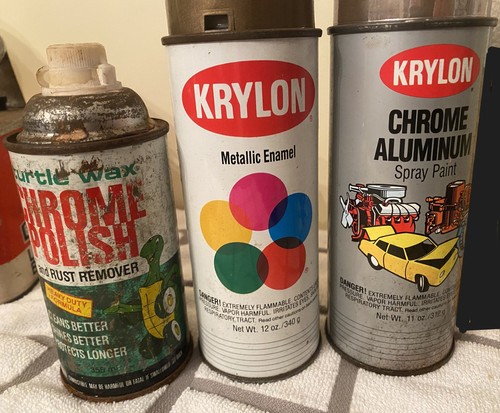 Vintage Krylon Spray Paint Cans & Turtle Wax Can 1960s 70s 80s 90s Gold Chrome - Picture 2 of 4