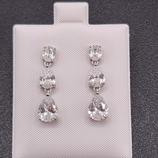 New 925 Cubic Zirconia Oval And Teardrop Drop Earrings