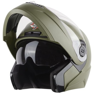 Flip Up Helmet with Inner Smoke Sun Shield Medium 580 MM Dashing Battle Green