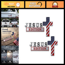 2-pack 3d Metal Cross Emblems With Patriotic Flag - Heavy Duty Christian Car Bad