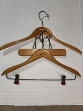 2 Vintage The Setwell 18 Inch Wooden Heavy Duty Suit Valet Hanger Made In USA