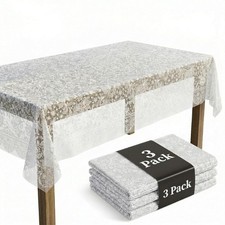 Ziyerya 3Pcs White Lace Disposable Table Cloth 54"x54": Plastic Floral Table ...
