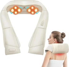 Joyset Shiatsu Neck and Back Massager with Heat,Electric Khaki+velvet 