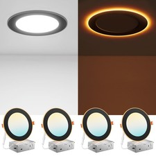 4 Pack Black 6 Inch 5CCT Recessed Ceiling Light with Night Light, 2700K-5000K...