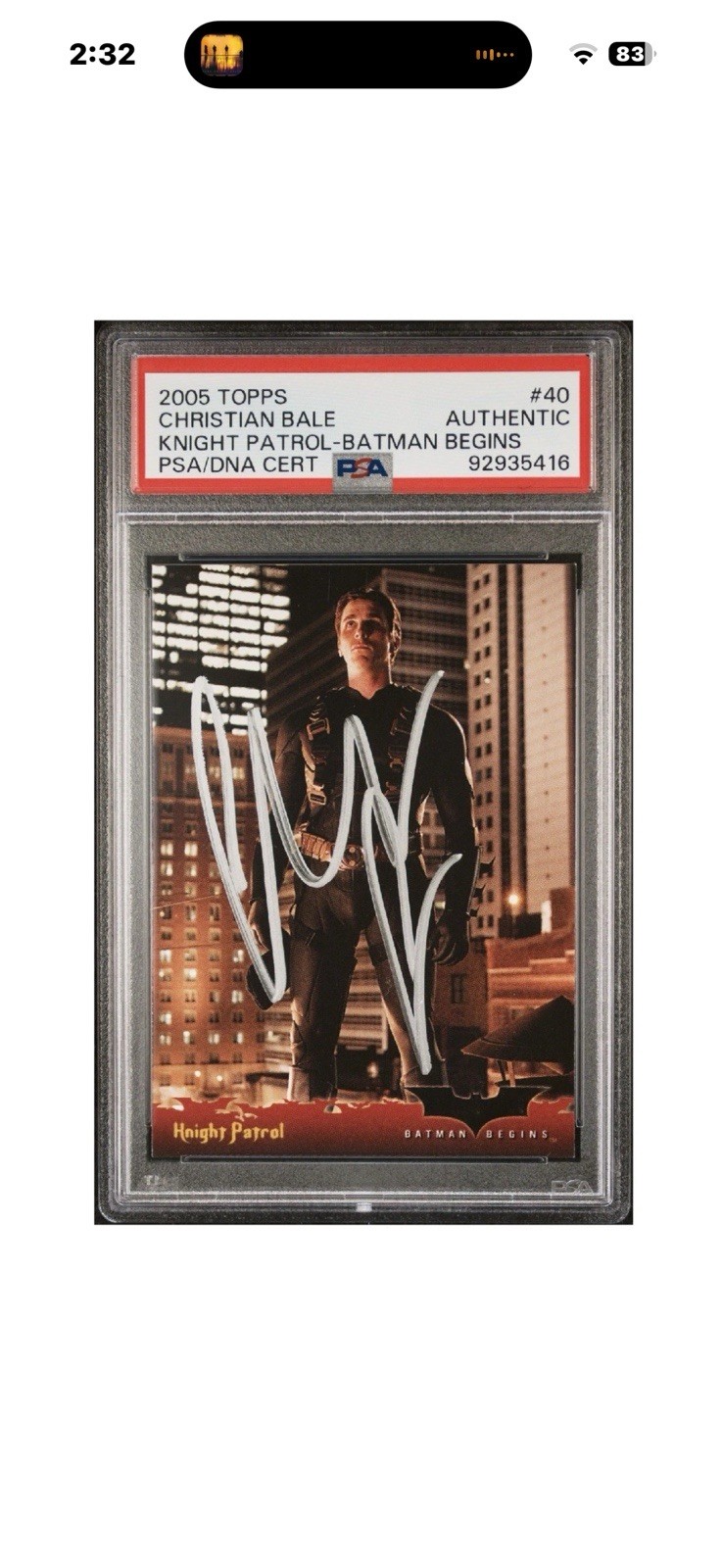 Topps 2005 Batman Begins #40 Christian Bale Auto PSA 92935416
