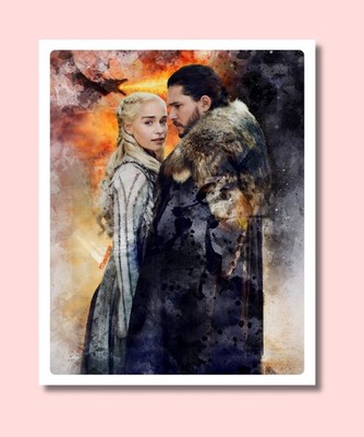 Daenerys Targaryen Jon Snow GOT 8x10 Art Photo Print John Rudolph Signed