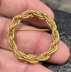 Vintage Signed Miriam Haskell Rope Wreath Brooch Gold Tone