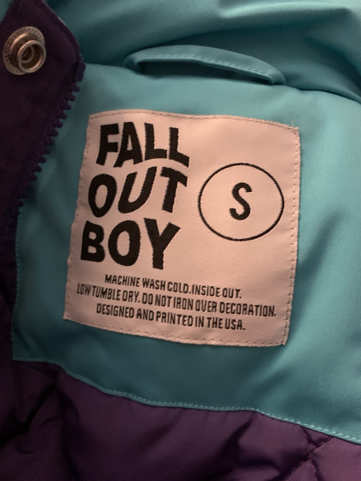 Fall Out Boy FOB Dear Future Self Heavy Jacket Size S Anorak Starter Style Teal image 6