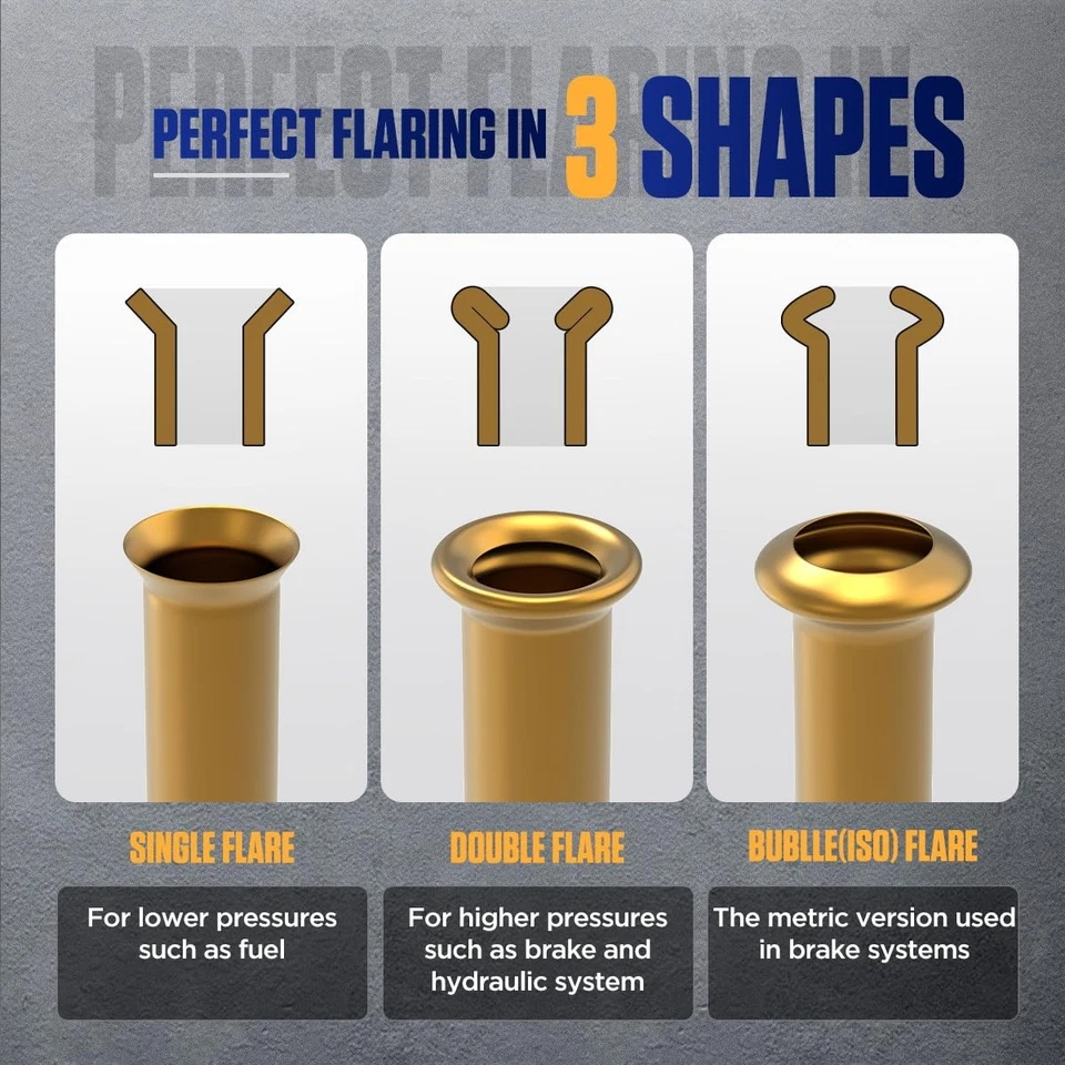 Brake Line Flaring Tool Kit - 45° Single, Bubble, Double Flares - 3/16", 1/ - Image 3 of 4