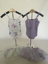 White Purple Dance Butterfly Dance Leotard Tutu Lot of 2 - Size 4/5