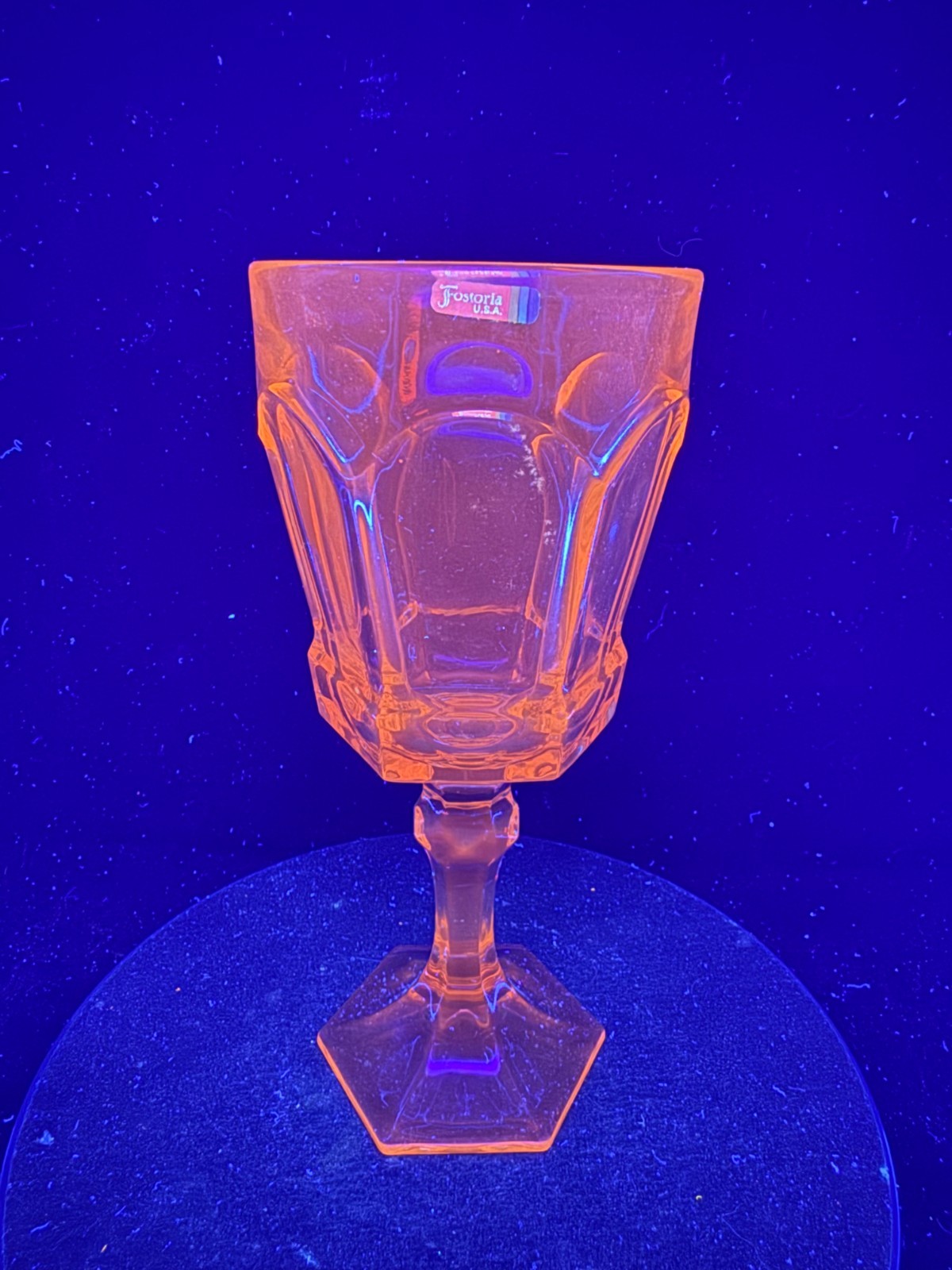 Vintage Fostoria Virginia Yellow Cadmium Glass Wine Glass, Water Goblet New Old