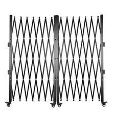 51in Double Folding Security Gate Lockable Accordion Gate with Wheel for Outdoor