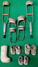 Vintage Polio Children&rsquo;s Leg Braces, Crutches And Weighted Shoes With Cast