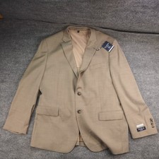 Jos A Bank Traveler Sport Coat Mens 46L Tan Wool Blend Tailored Fit Blazer