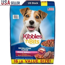 Mini Dry Dog Food Small Breed Bacon Steak Flavor Kibble 16lb Complete Nutrition 1.45 per pound