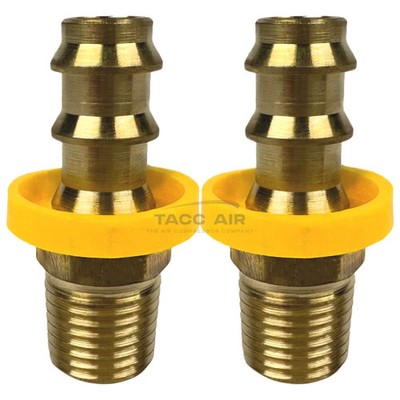 2 Pack Easy Lock Brass Hose Barb Fitting Connector 3/8'' Push-Lock x 1/4'' MNPT