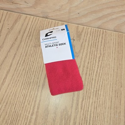New Champro Multi-Sport Athletic Sock Red Size Large Men 9-12 Women 10-13