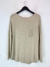 Principles Beige Marl Knit Jumper Relaxed Fit Long Sleeve Studded UK 12 NEW