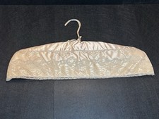 Antique Champagne Satin Lace Padded Wooden Dress Hanger Shoulder Cover